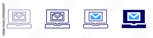 Laptop tuning icon in 4 different styles. Thin Line, Line, Bold Line, Duotone. Duotone style. Editable stroke