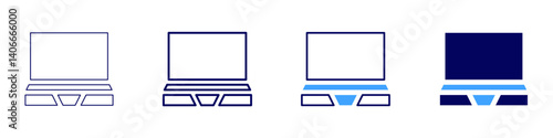 Laptop userbase icon in 4 different styles. Thin Line, Line, Bold Line, Duotone. Duotone style. Editable stroke