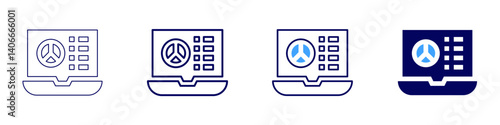 Laptop vendor icon in 4 different styles. Thin Line, Line, Bold Line, Duotone. Duotone style. Editable stroke