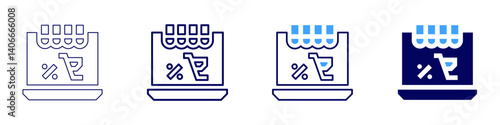 Laptop vent icon in 4 different styles. Thin Line, Line, Bold Line, Duotone. Duotone style. Editable stroke