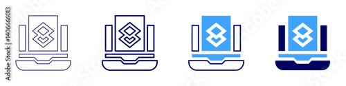 Laptop utilities​ icon in 4 different styles. Thin Line, Line, Bold Line, Duotone. Duotone style. Editable stroke