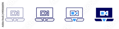 Laptop validation icon in 4 different styles. Thin Line, Line, Bold Line, Duotone. Duotone style. Editable stroke