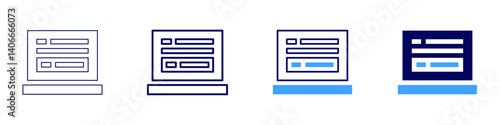 Laptop virus icon in 4 different styles. Thin Line, Line, Bold Line, Duotone. Duotone style. Editable stroke