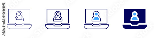 Laptop virtual icon in 4 different styles. Thin Line, Line, Bold Line, Duotone. Duotone style. Editable stroke