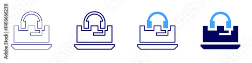Laptop vlogs​ icon in 4 different styles. Thin Line, Line, Bold Line, Duotone. Duotone style. Editable stroke
