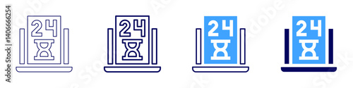 Laptop volume icon in 4 different styles. Thin Line, Line, Bold Line, Duotone. Duotone style. Editable stroke