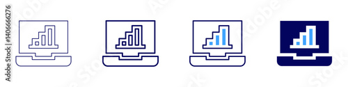 Laptop voltages icon in 4 different styles. Thin Line, Line, Bold Line, Duotone. Duotone style. Editable stroke