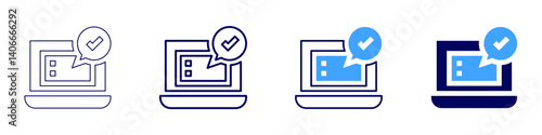 Laptop weight​ icon in 4 different styles. Thin Line, Line, Bold Line, Duotone. Duotone style. Editable stroke