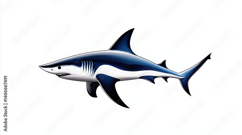 A minimalist shark drawing featuring simple lines and curves, emphasizing the silhouette and sleek body of the predator in an abstract style. A minimalist shark drawing featuring simple lines and curves, emphasizing the silhouette and sleek body of the predator in an abstract style.