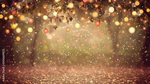 Wallpaper Mural A warm, magical forest scene illuminated by festive lights. Torontodigital.ca