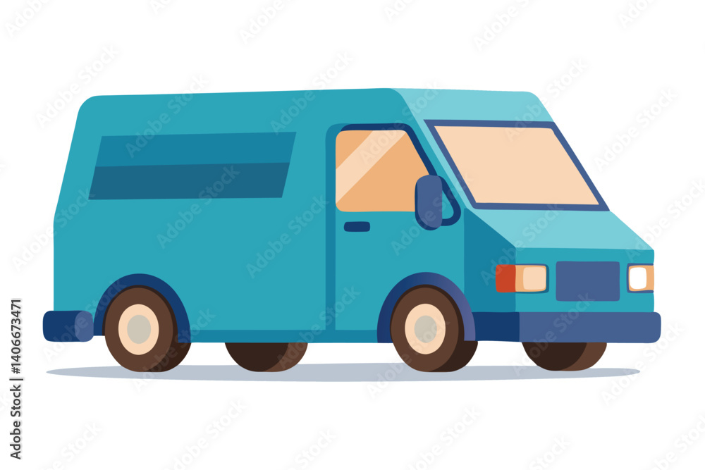 Cartoon Blue Delivery Van Illustration Isolated On White Background For Stock Use Cartoon Blue Delivery Van Illustration Isolated On White Background For Stock Use