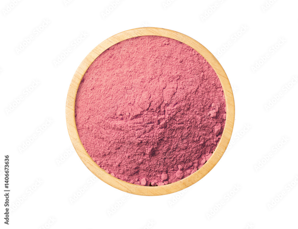 Fototapeta premium Pink powder in bowl isolated on white