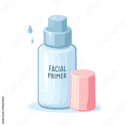 Vector illustration of facial primer and foundation bottles, perfect for skincare routines and beauty product advertising