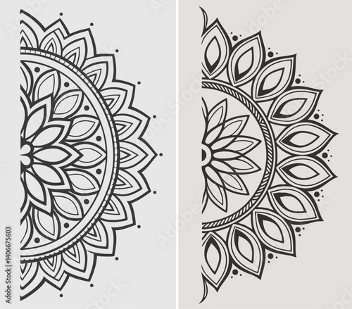 half mandala floral pattern 