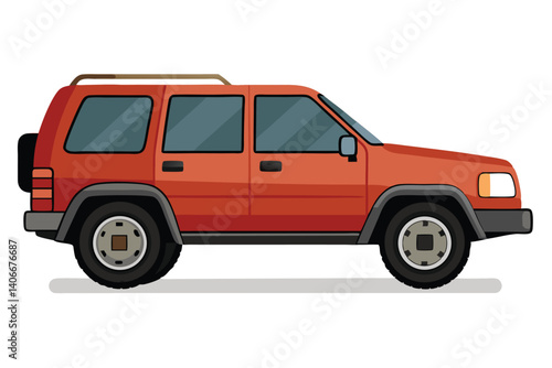 Orange Off Road Vehicle Illustration Of A Vintage Suv Car Isolated
