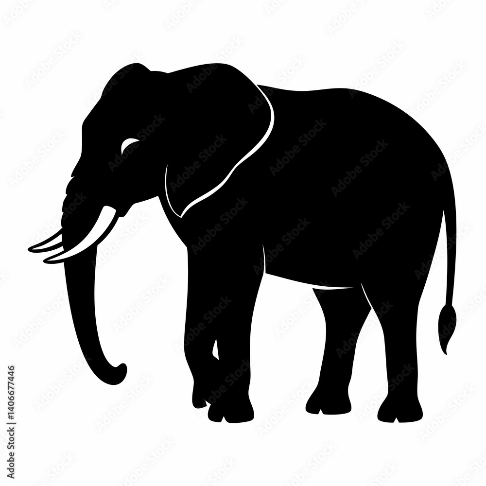 Obraz premium AI Generated African Bush Elephant Vector Silhouette Isolate White Background