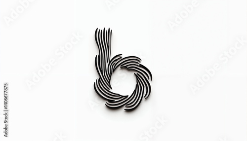 Abstract Black and White Design with Curved Lines
