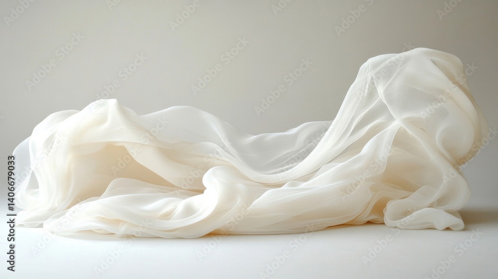 Cream-Colored Fabric Drapery in Soft Light Cream-Colored Fabric Drapery in Soft Light