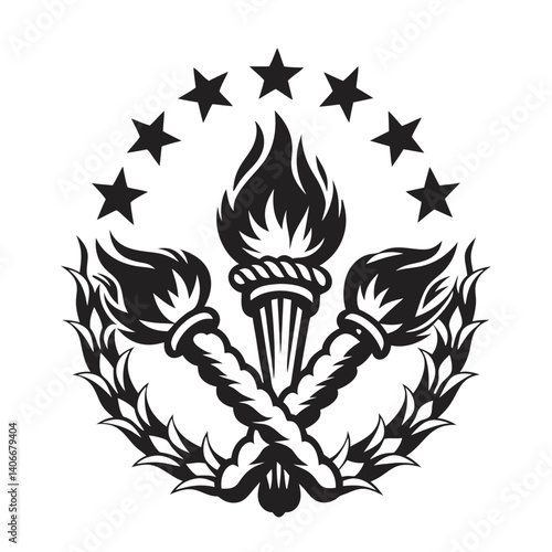 Liberty Torch Wreath Tattoo Vector