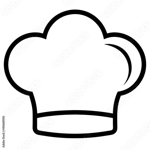 Modern Chef Hat Line Icon on White Background