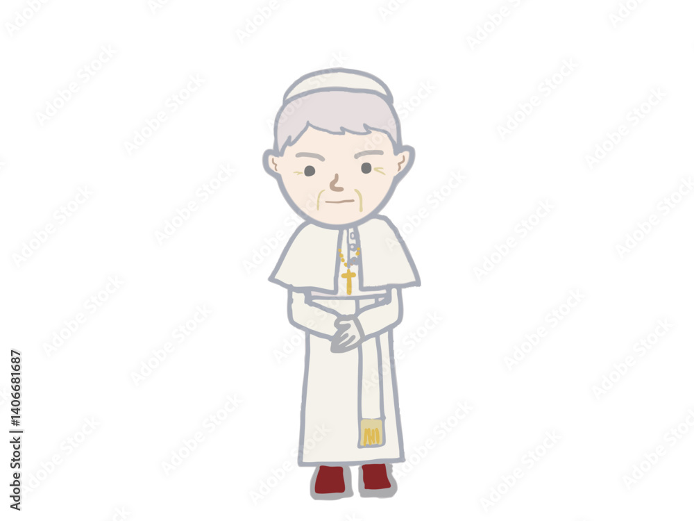 Illustration of a full-body elderly male priest Illustration of a full-body elderly male priest