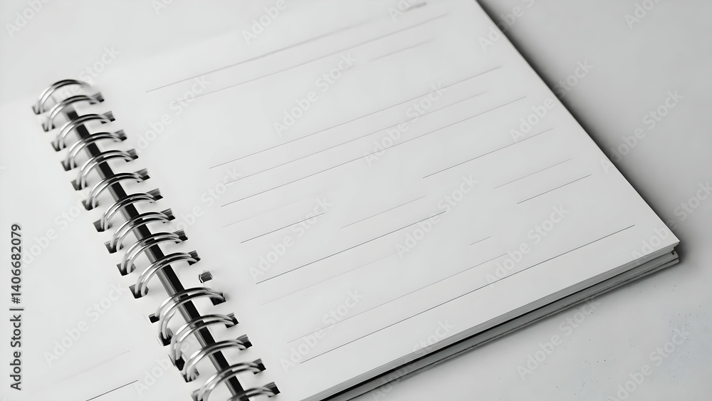 Blank Spiral Notebook with Clean Pages on a White Background for Writing Notes and Ideas Blank Spiral Notebook with Clean Pages on a White Background for Writing Notes and Ideas