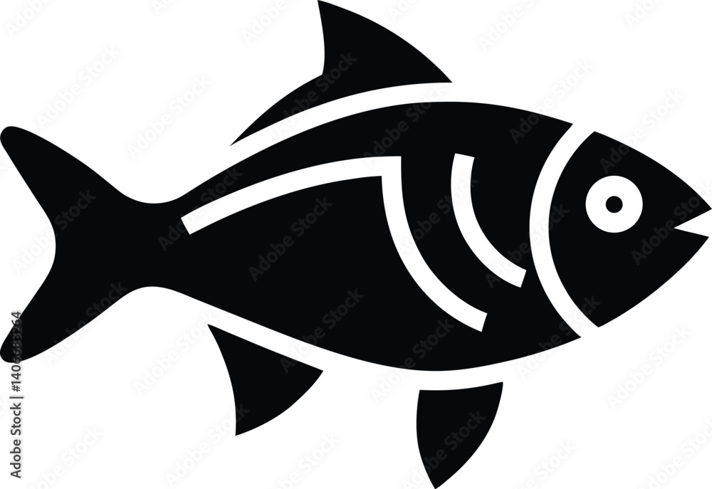 Obraz premium Fish Stencil Icon Beautiful Elements Glyph Style