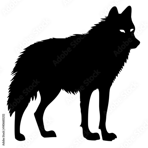 Single one Silhouette wolf vector illustration wildlife animal.