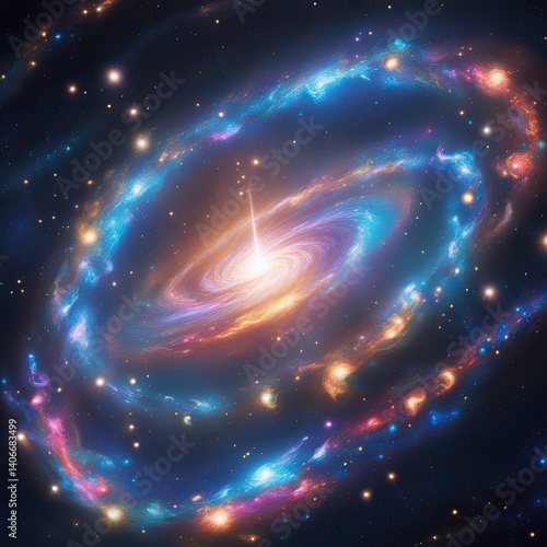 An awe-inspiring galactic map glows with bioluminescent energy, mapping out the universe in a stunning display of mother of pearl vibrant colors and intricate details.