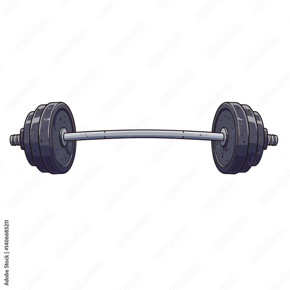 Flat Illustration Vector Barbell with Weights for Strength Training and Fitness Workout Flat Illustration Vector Barbell with Weights for Strength Training and Fitness Workout