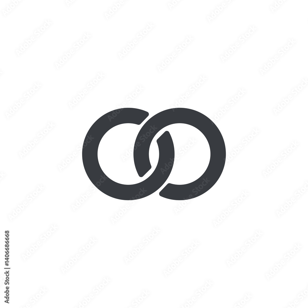 Two connected rings vector icon Two connected rings vector icon