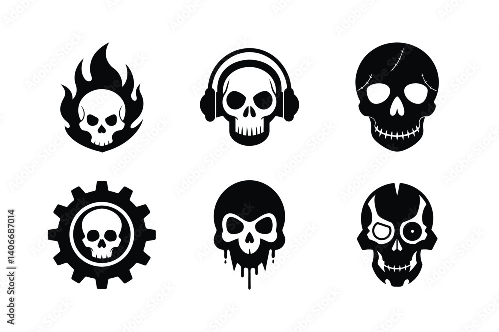 Skull silhouette vector bundle illustration Skull silhouette vector bundle illustration