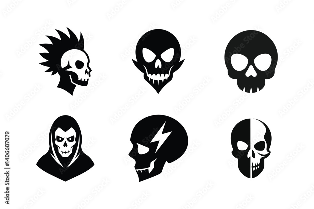 Obraz premium Skull silhouette vector bundle illustration