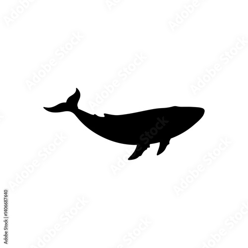 Whale silhouette icon vector flat design.
