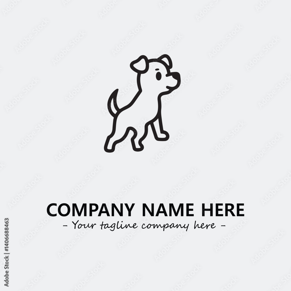 Dog illustration black and white for logo company vector image
