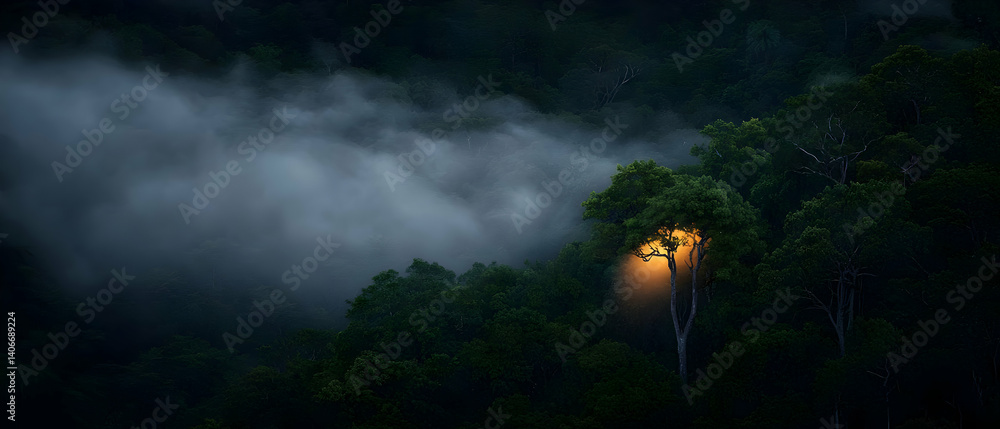 Fototapeta premium Misty Forest Glow