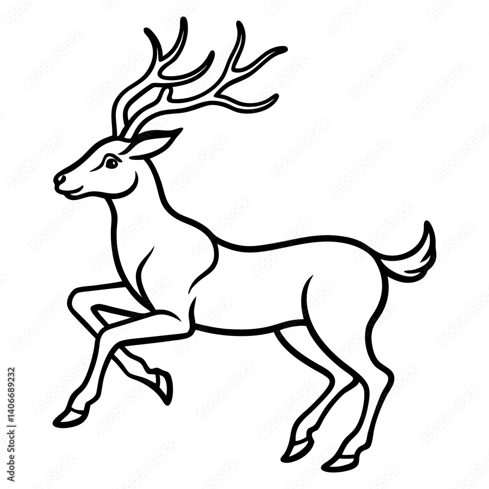 Obraz premium deer silhouette line art image