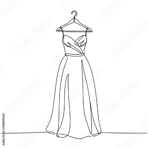 Obraz na płótnie Elegant outline of a dress hanging on a hanger against a minimalist background w salonie