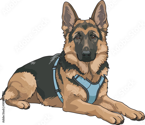 German Shepherd Vector Illustration on White Background, Breed Art.