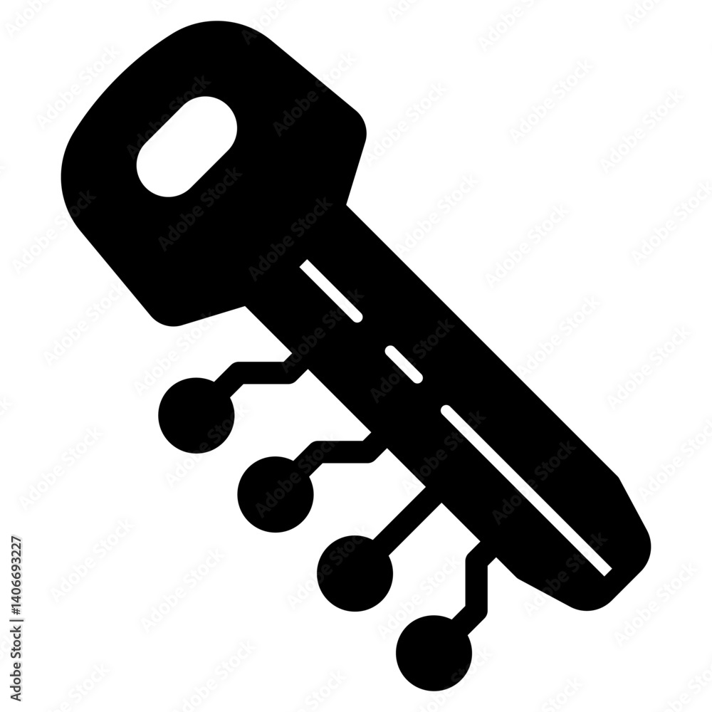 Electronic key with connections solid icon, security concept. Vector graphics. Key sign on white background, glyph style mobile or design. Electronic key with connections solid icon, security concept. Vector graphics. Key sign on white background, glyph style mobile or design.