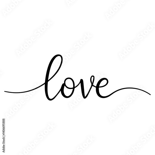 Elegant Script Love Word, Art for Romantic Designs