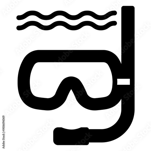 Mask and snorkel for diving water solid icon, eco tourism concept. Vector graphics. Underwater diving sign on white background, glyph style mobile or design.