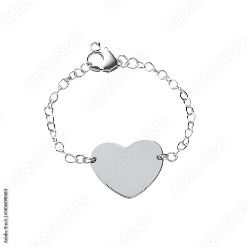 Wallpaper Mural Sterling silver heart charm bracelet with chain, on Transparent Background and PNG Torontodigital.ca
