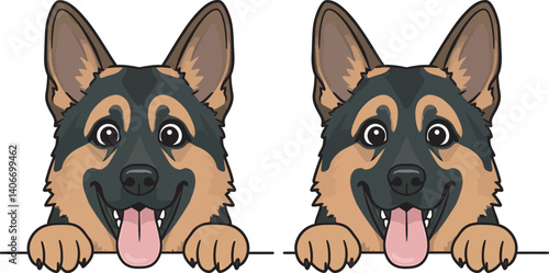 German Shepherd Vector Illustration on White Background, Breed Art.