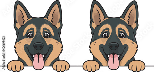 German Shepherd Vector Illustration on White Background, Breed Art.