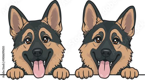 German Shepherd Vector Illustration on White Background, Breed Art.