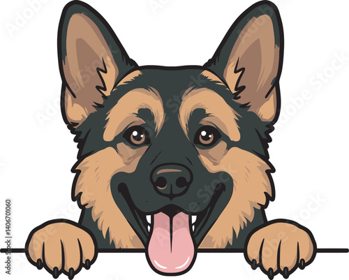 German Shepherd Vector Illustration on White Background, Breed Art.