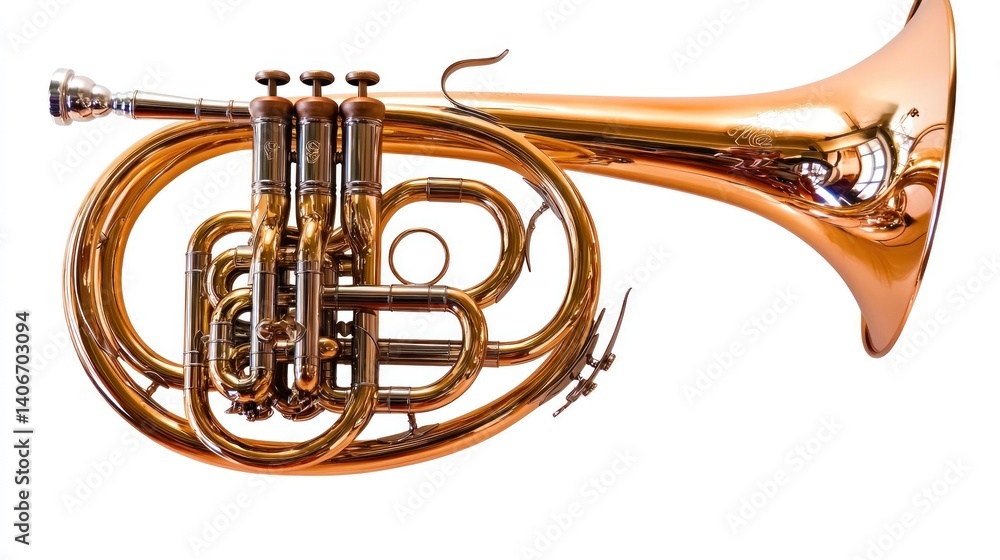 Obraz premium Brass instrument, musical horn, polished