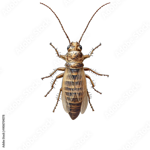 Obraz na płótnie Highly detailed brown termite with segmented body antennae legs and wings viewed from above on a transparent background with realistic highlights and no shadow w salonie