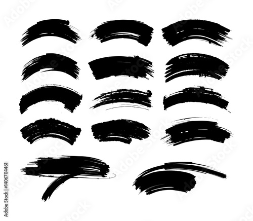 vector set of black paint - curvy brush stroke style (artwork 1)